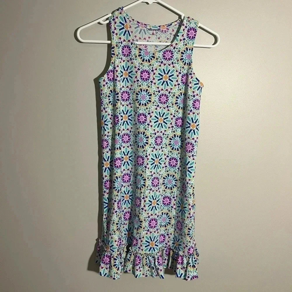 Girls Lands' End Multicolored Geo Print Athletic Dress Size‎ M(10-12)